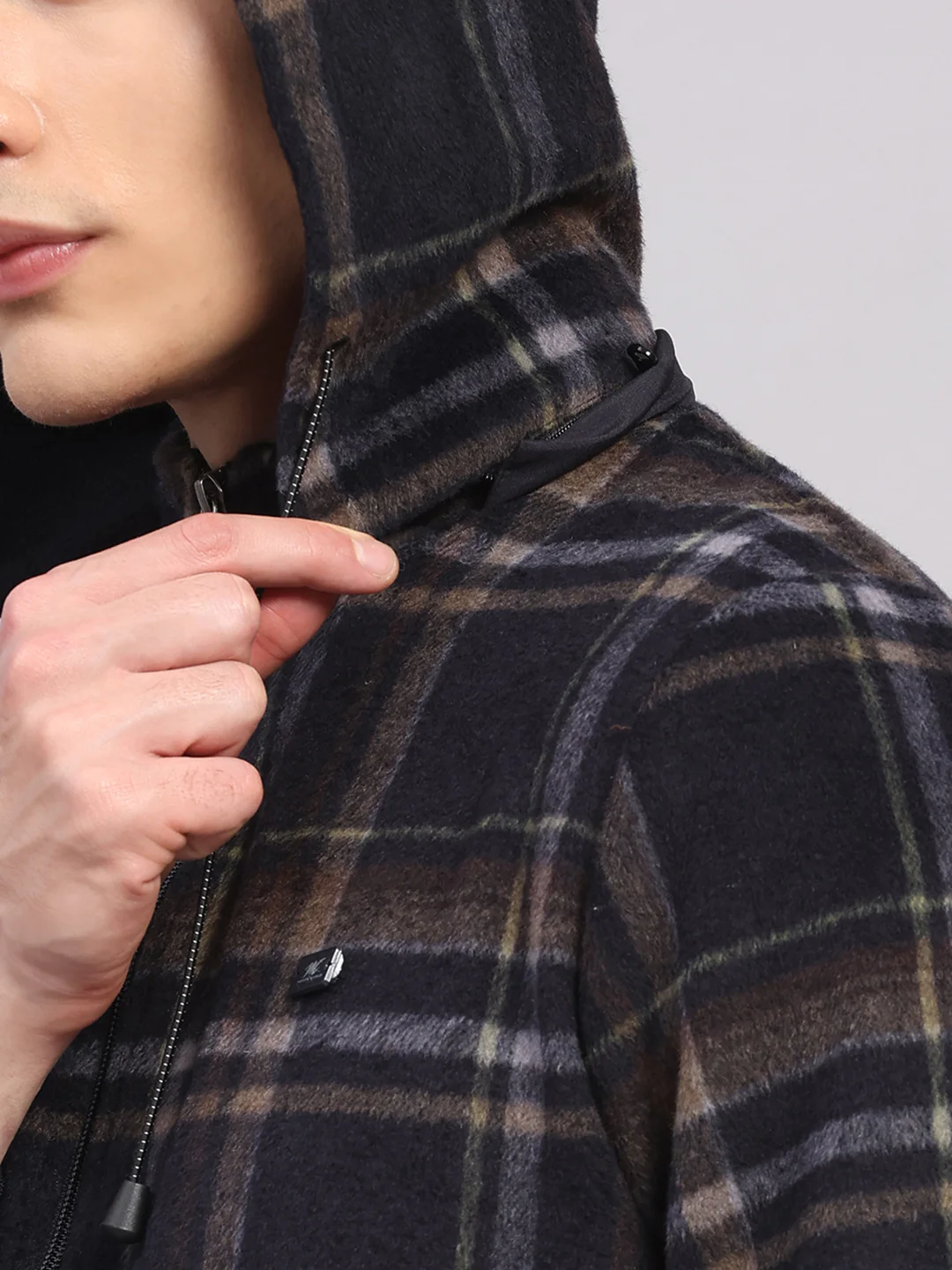 Men Blue Solid Hooded Full Sleeve Jacket - Image 7