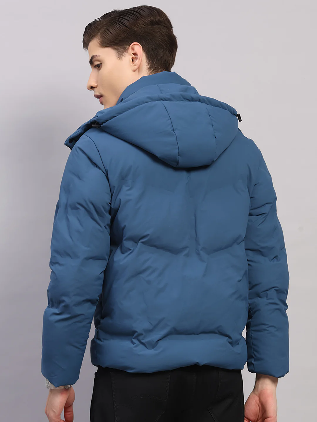Luxuria Men Blue Solid Hooded Full Sleeve Jacket - Image 5