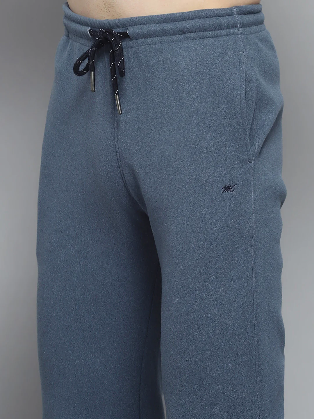 Men Blue Solid Mock Neck Full Sleeve Winter Tracksuit - Image 8