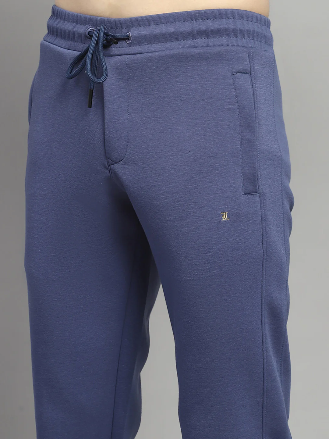 Men Blue Solid Mock Neck Full Sleeve Winter Tracksuit - Image 9