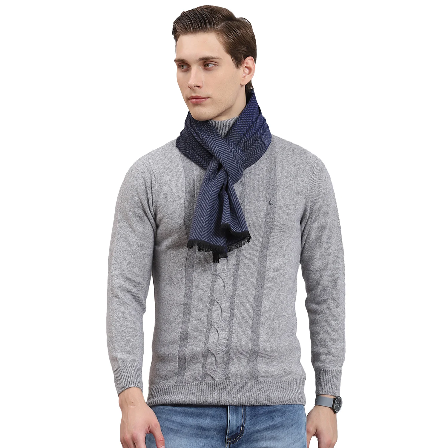 Men Blue Solid Muffler - Image 6