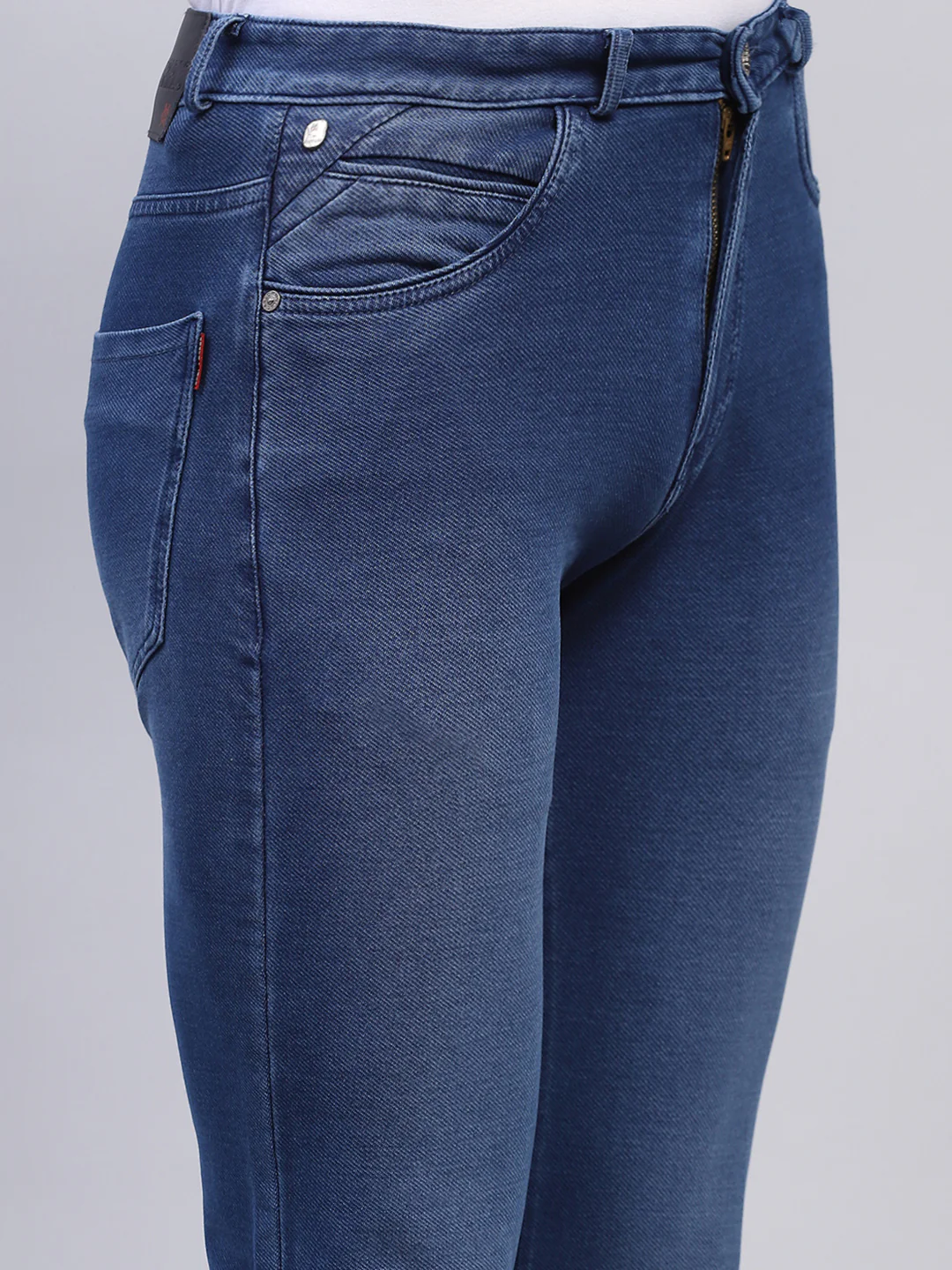 Men Blue Solid Narrow Fit Denim - Image 6