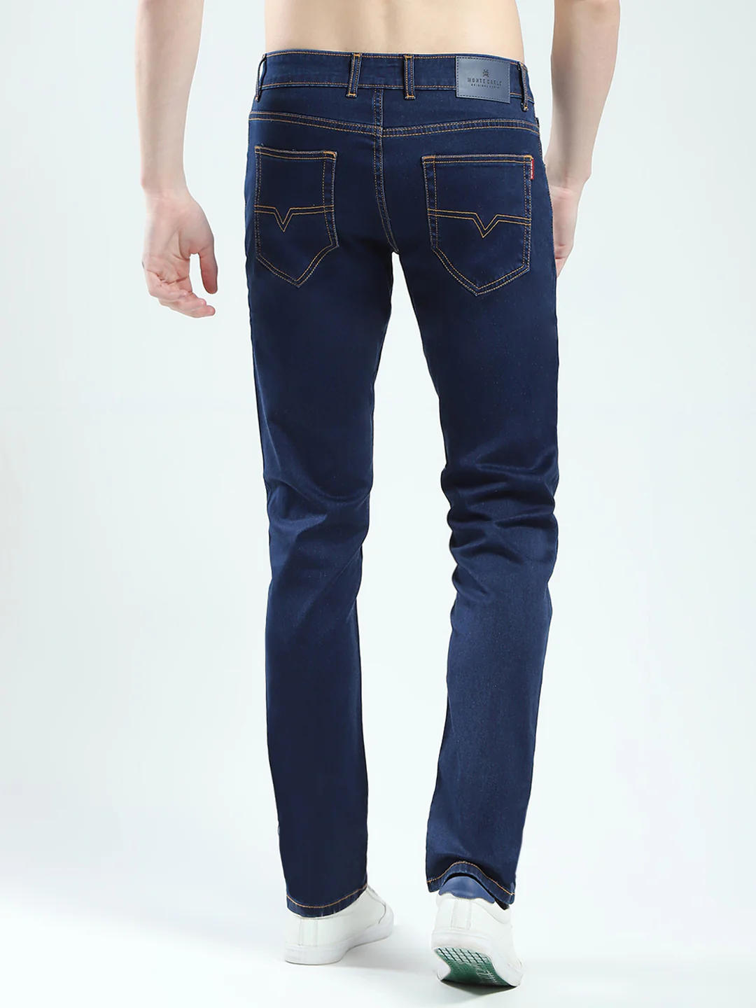 Men Blue Solid Narrow Fit Denim - Image 5