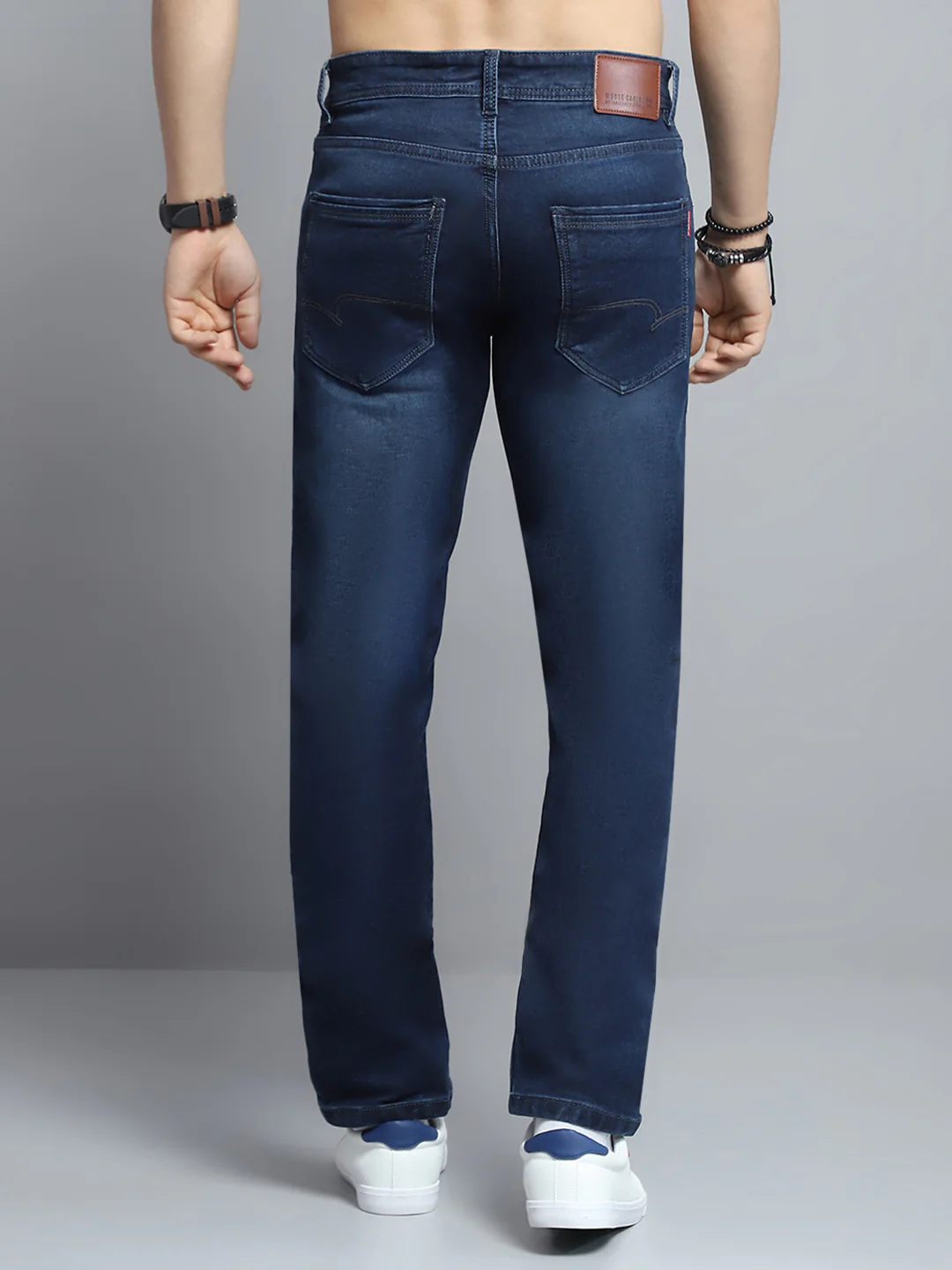 Men Blue Solid Narrow Fit Denim - Image 5