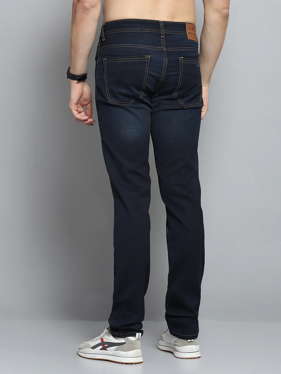 Men Blue Solid Narrow Fit Denim - Image 5