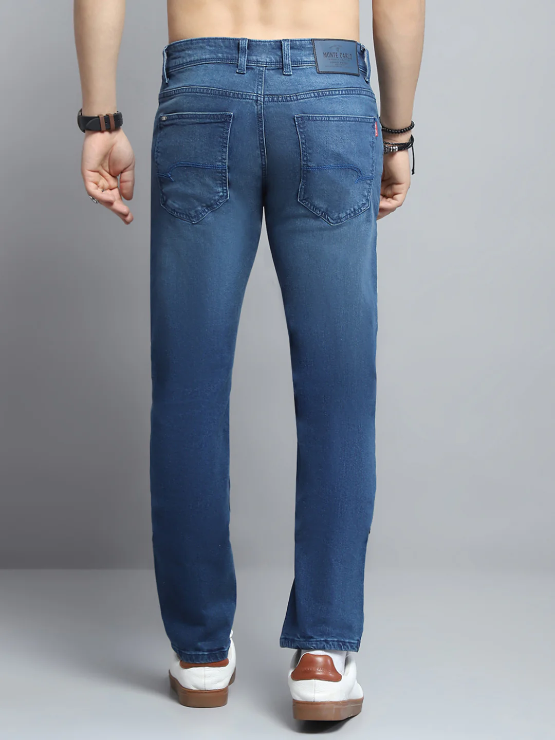 Men Blue Solid Narrow Fit Denim - Image 5