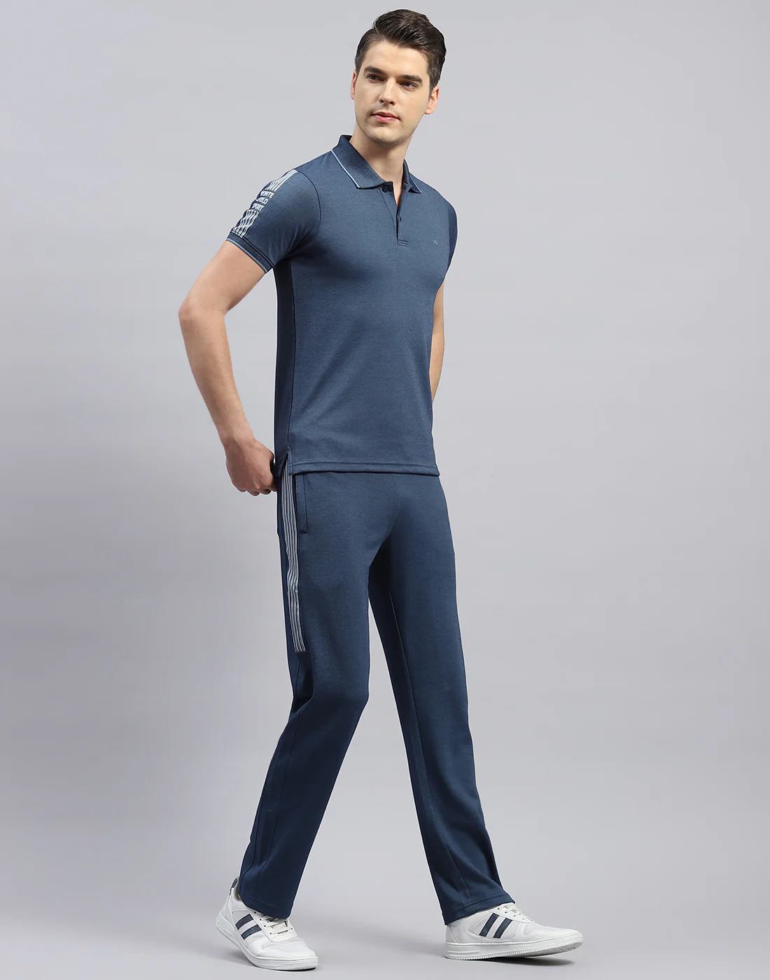 Men Blue Solid Polo Collar Half Sleeve Lower Set - Image 4