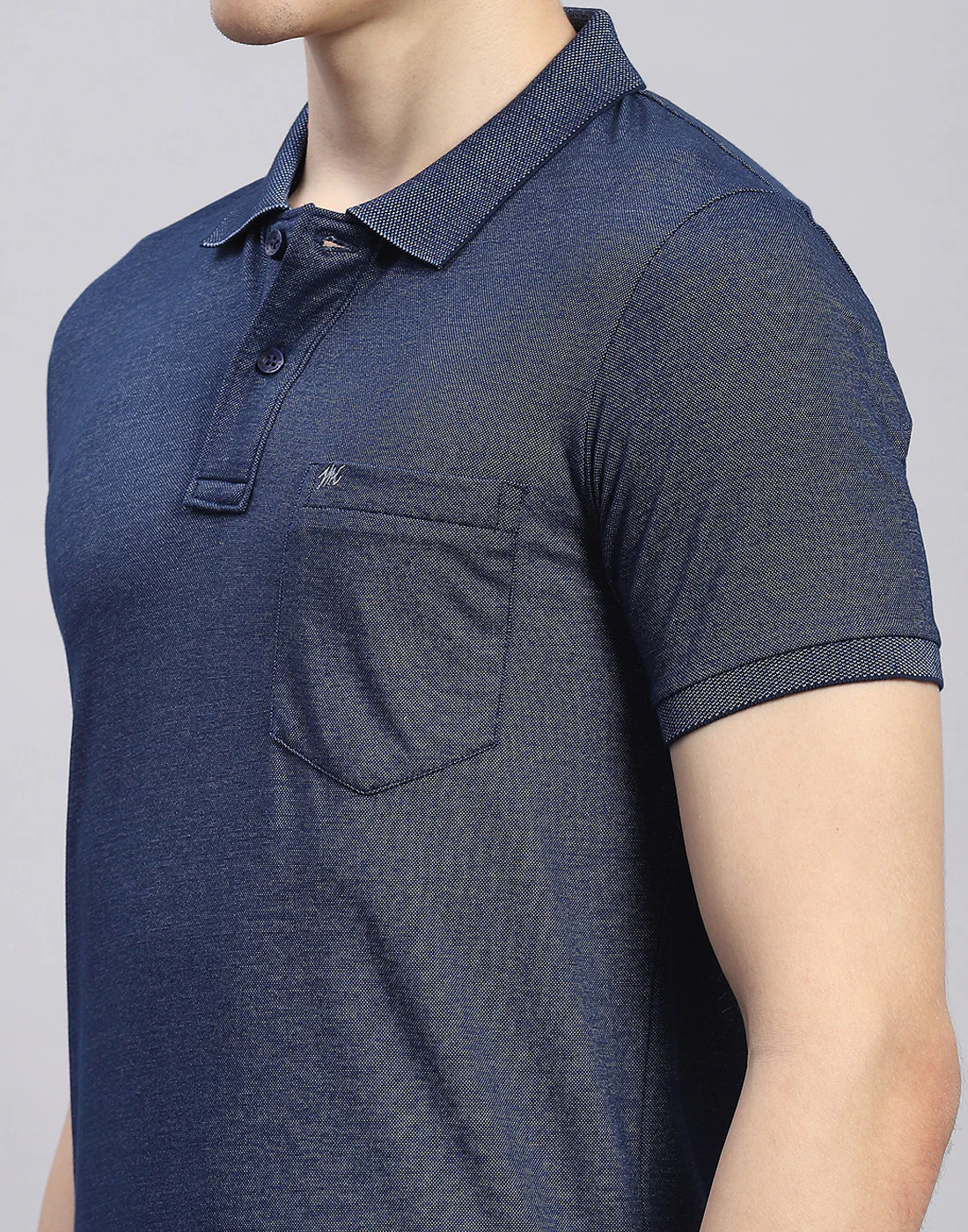 Men Blue Solid Polo Collar Half Sleeve T-Shirt - Image 6