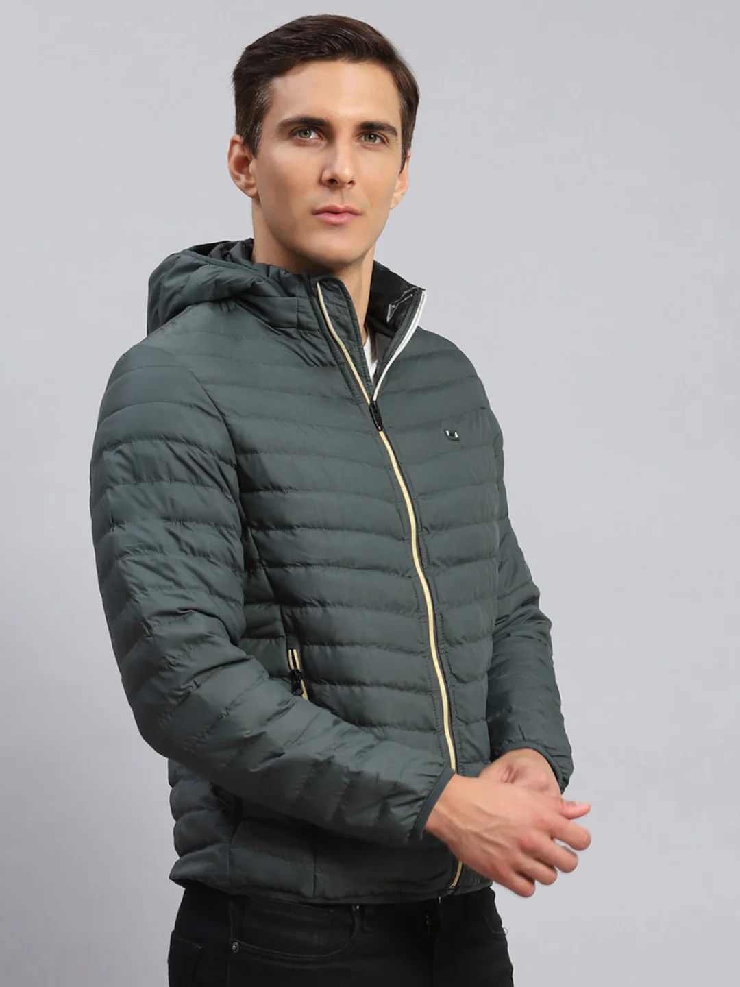 Men Blue Solid Polyester Blend Jacket - Image 3