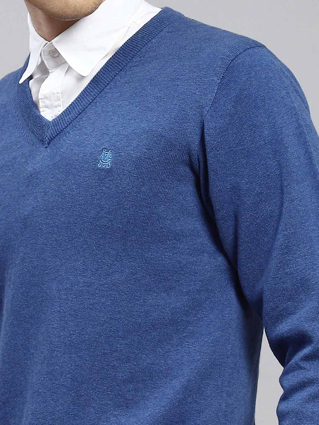 Men Blue Solid Pullover - Image 6