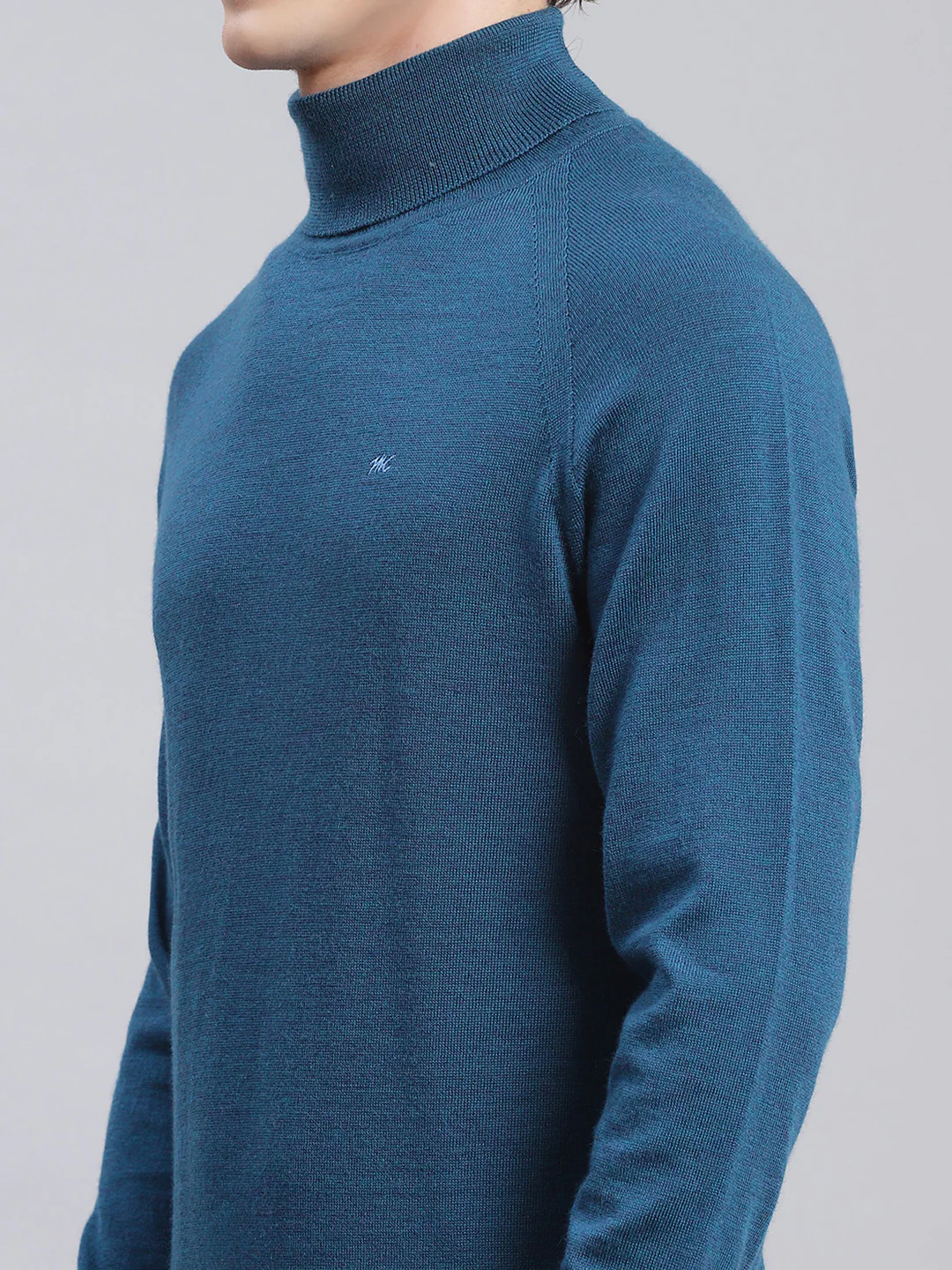 Men Blue Solid Pure wool Pullover - Image 6