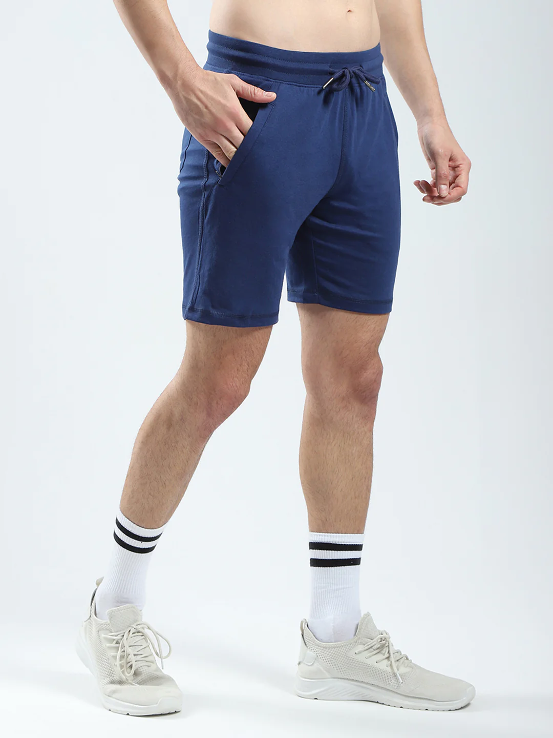 Men Blue Solid Regular Fit Bermuda - Image 4
