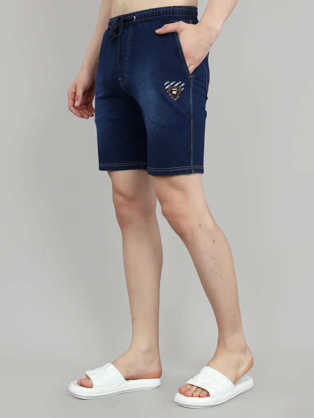 Men Blue Solid Regular Fit Bermuda - Image 2