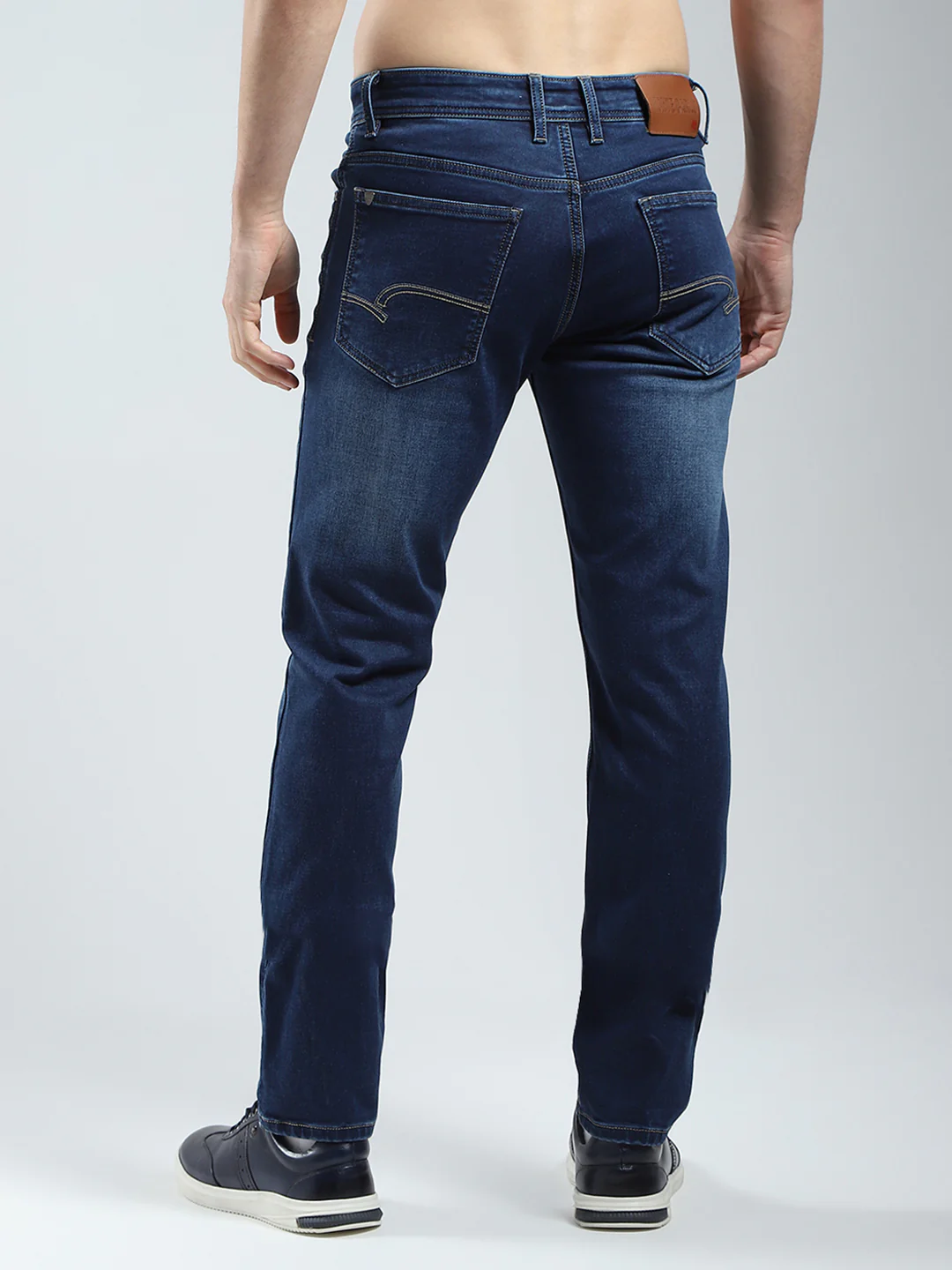 Men Blue Solid Narrow Fit Denim - Image 5