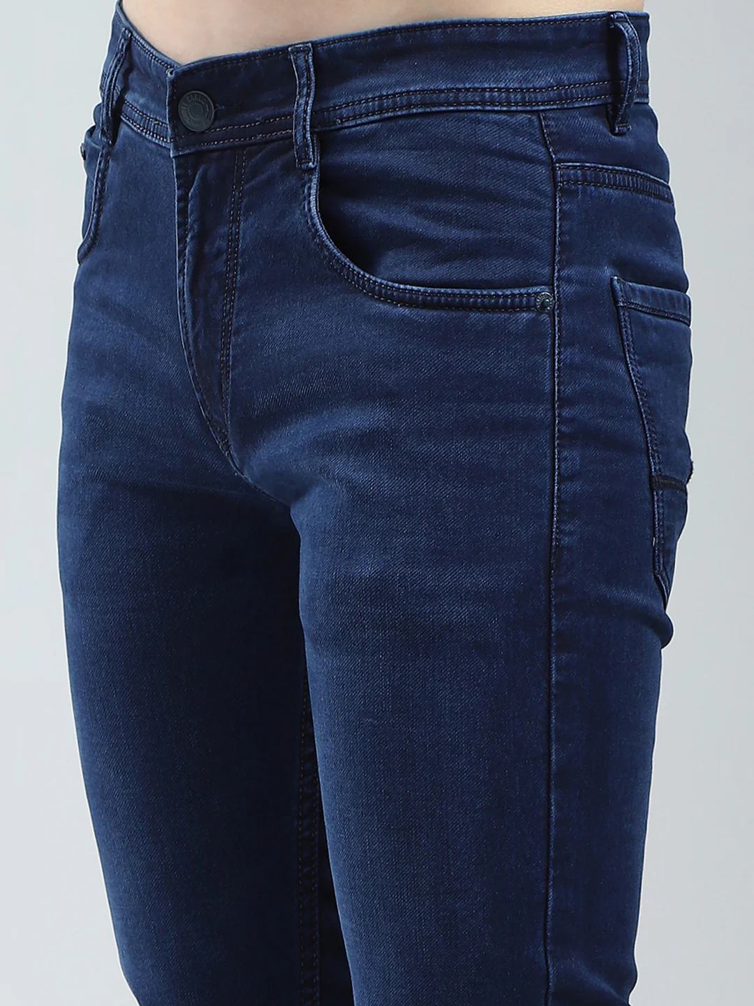 Men Blue Solid Ankle Length Denim - Image 6