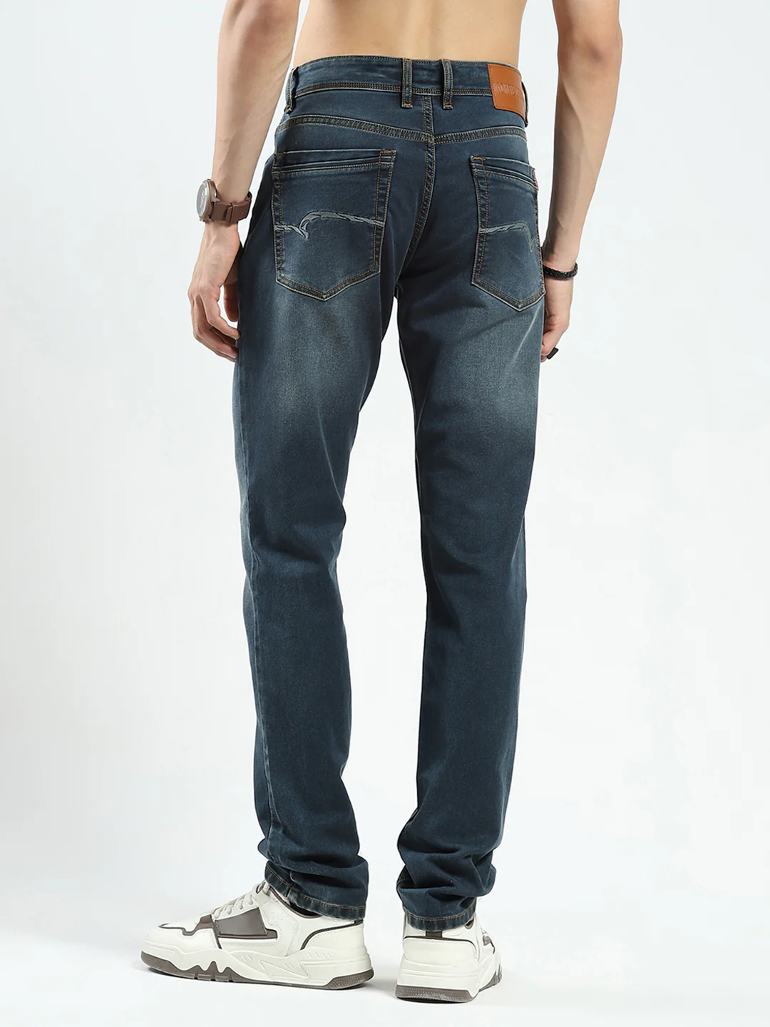 Men Blue Light Wash Skinny Fit Denim - Image 5