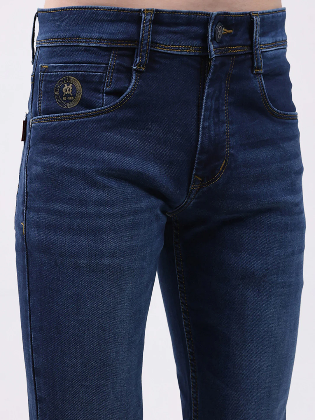 Men Blue Solid Skinny Fit Denim - Image 6