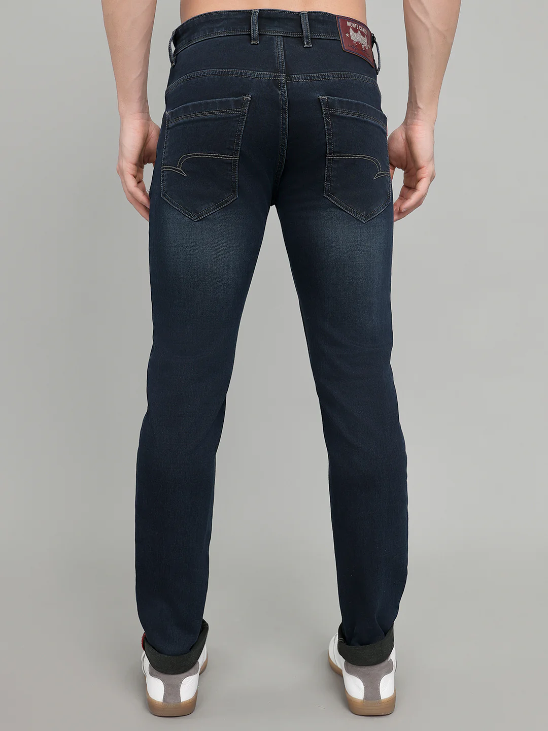 Men Blue Solid Regular Fit Denim - Image 3