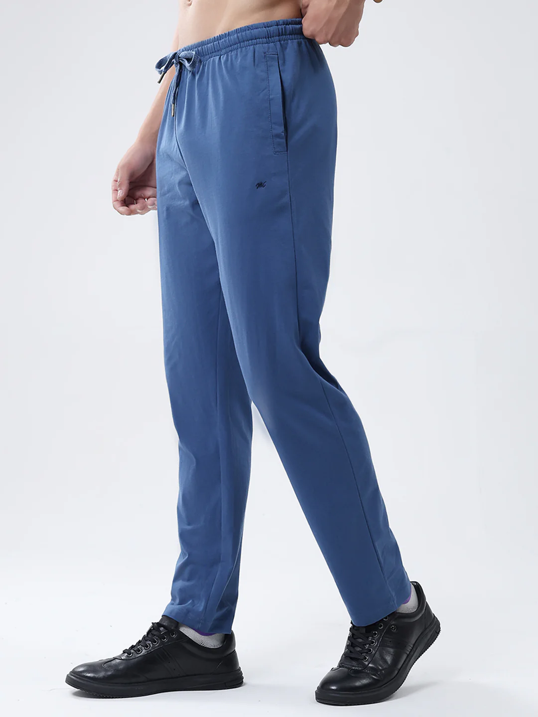 Men Blue Solid Regular Fit Lower - Image 3
