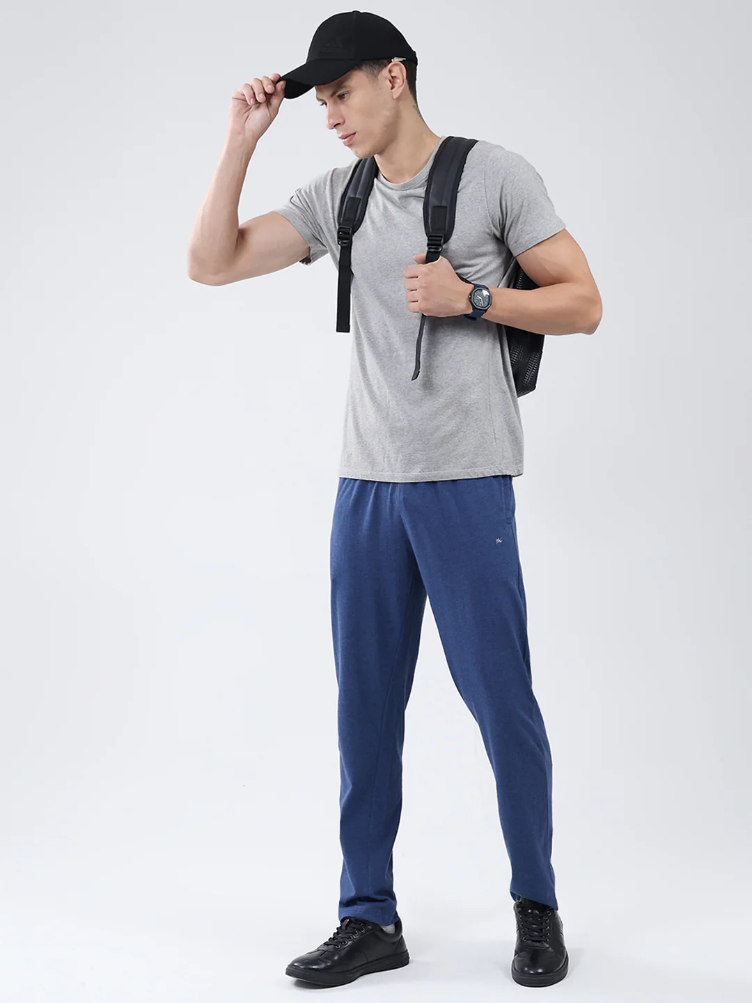 Men Blue Solid Regular Fit Lower - Image 2