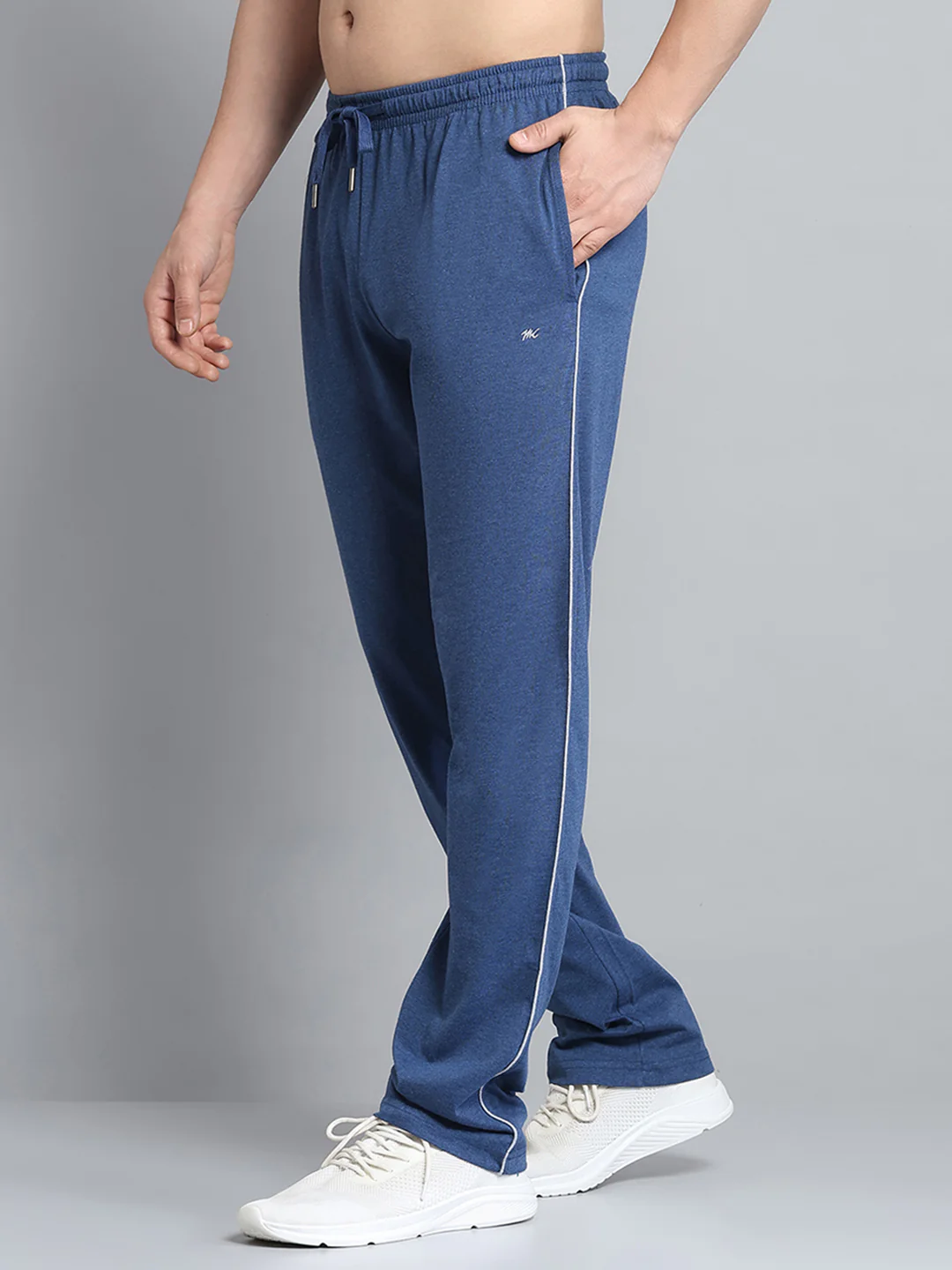 Men Blue Solid Regular Fit Lower - Image 3