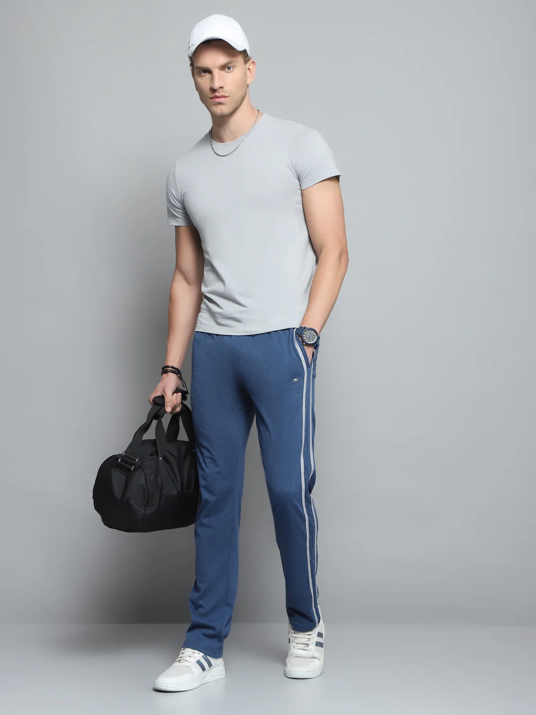 Men Blue Solid Regular Fit Lower - Image 2