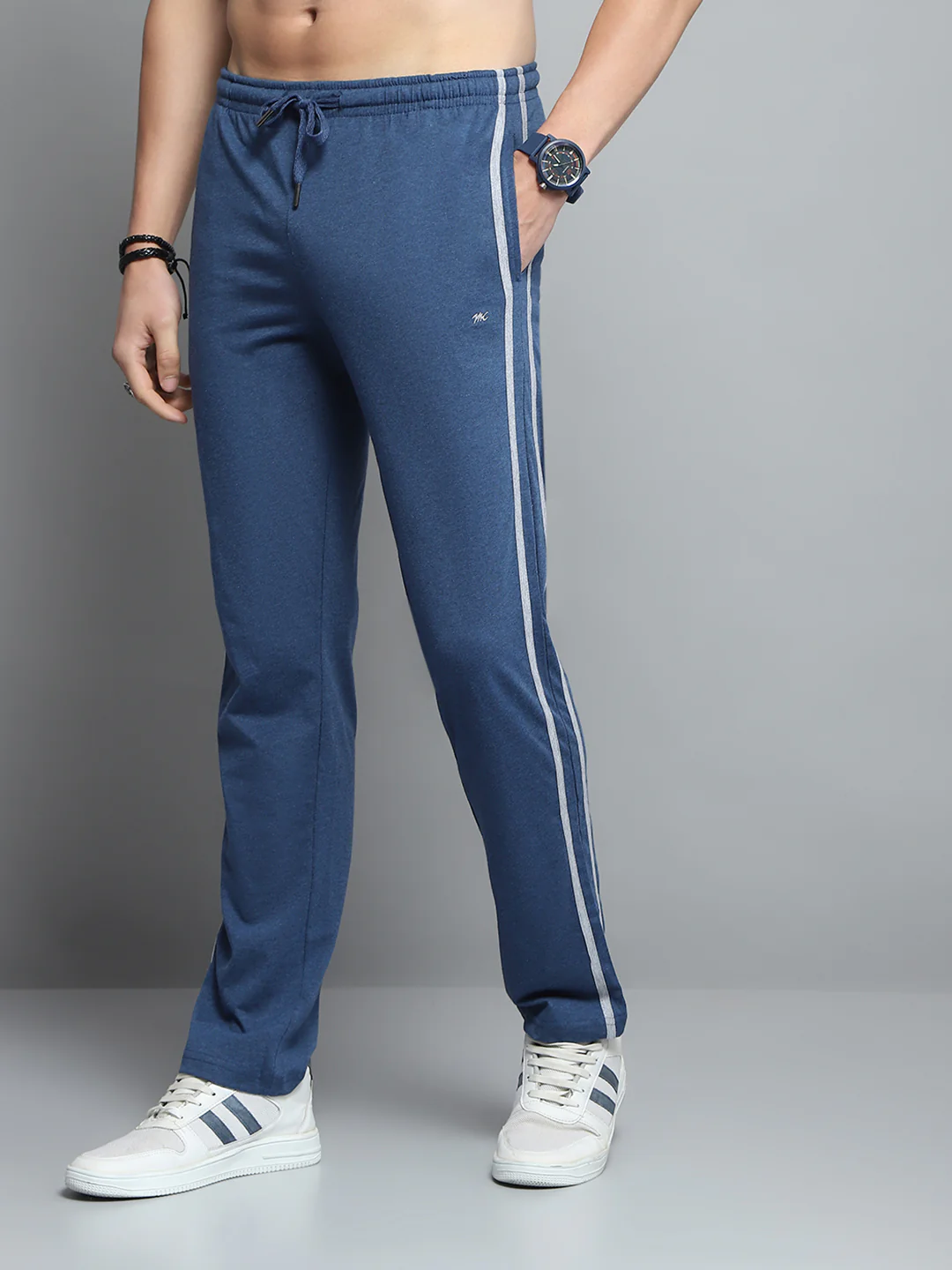 Men Blue Solid Regular Fit Lower - Image 3