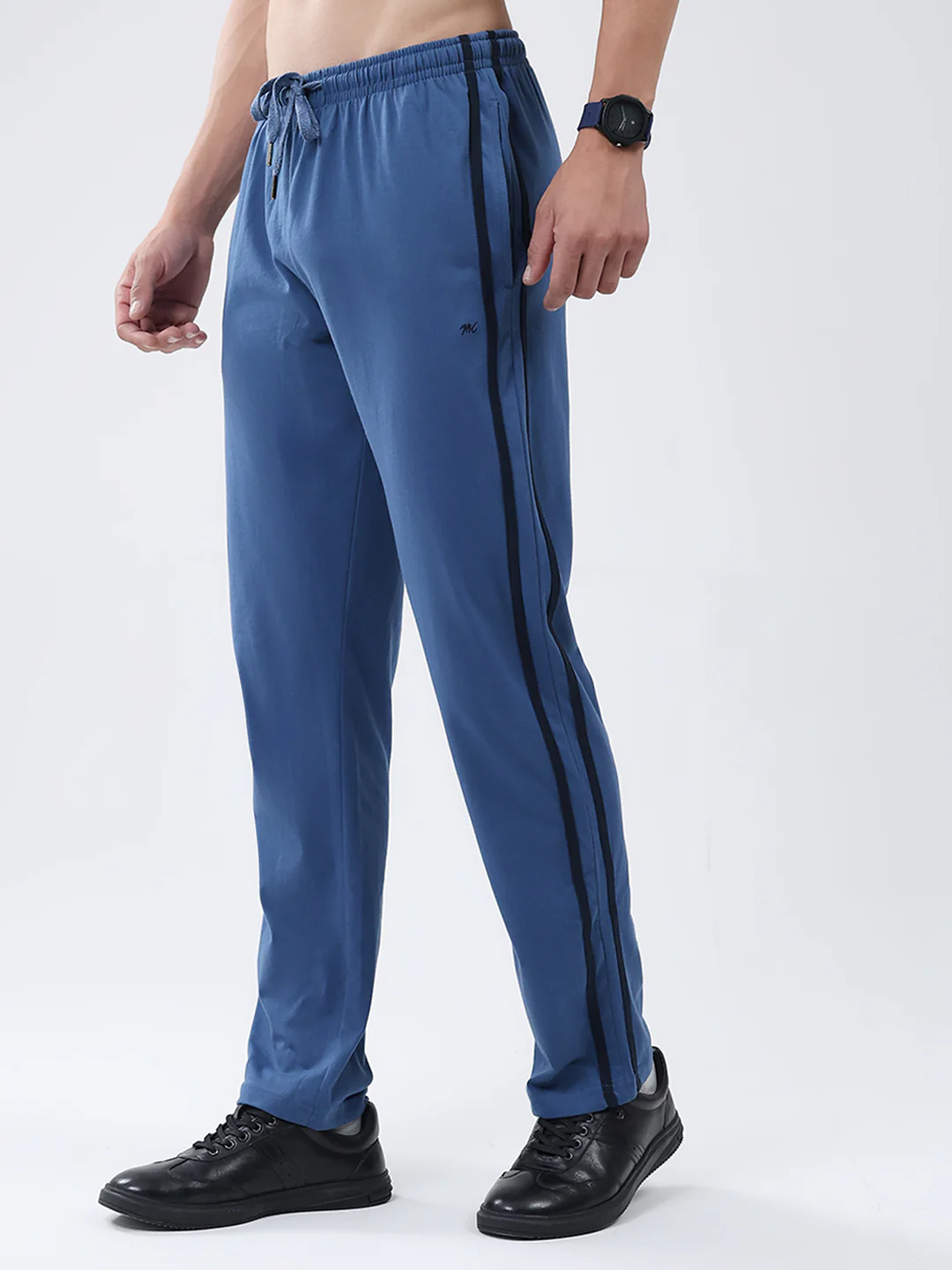 Men Blue Solid Regular Fit Lower - Image 3