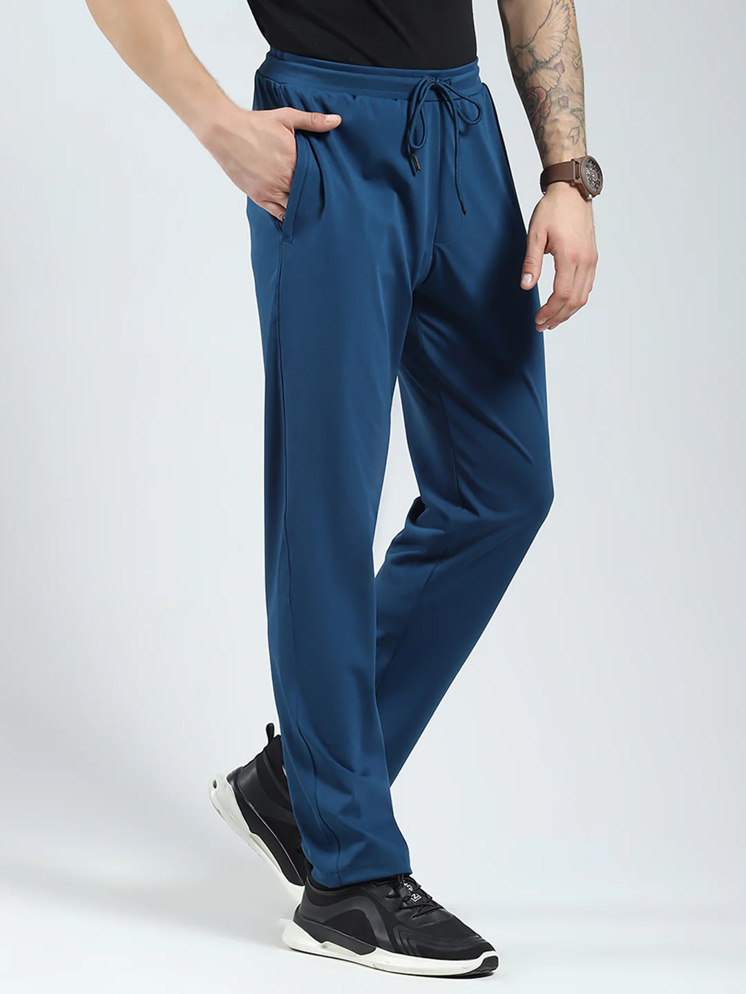 Men Blue Solid Regular Fit Lower - Image 4