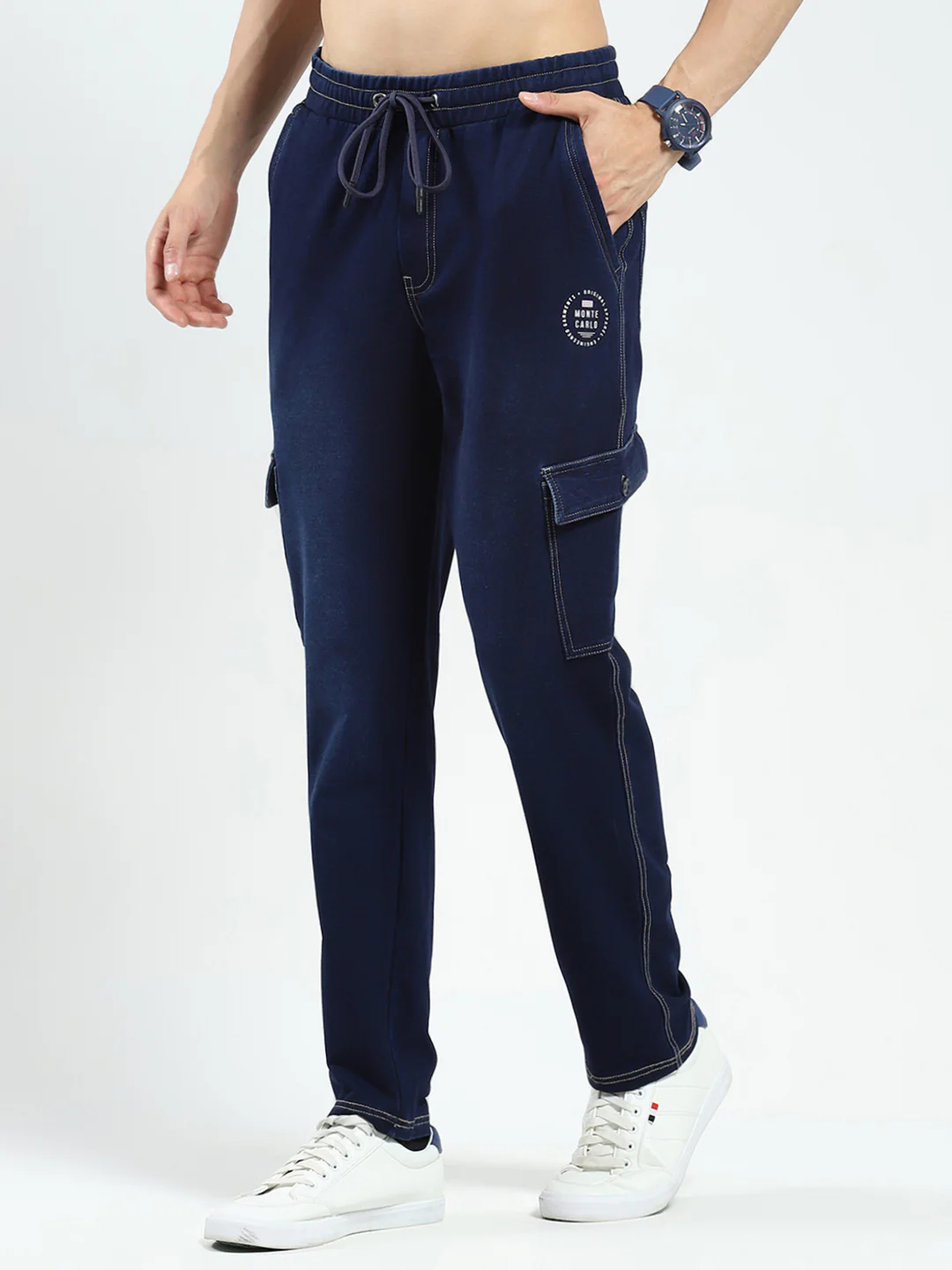 Men Blue Solid Regular Fit Lower - Image 3