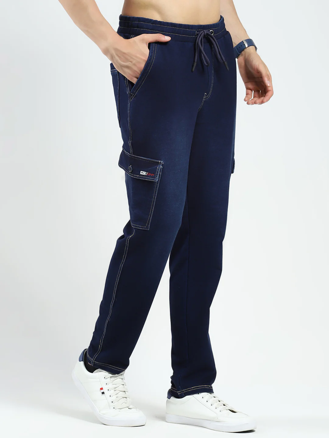 Men Blue Solid Regular Fit Lower - Image 4