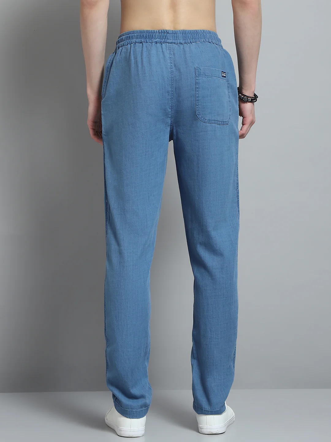 Men Blue Solid Regular Fit Lower - Image 5