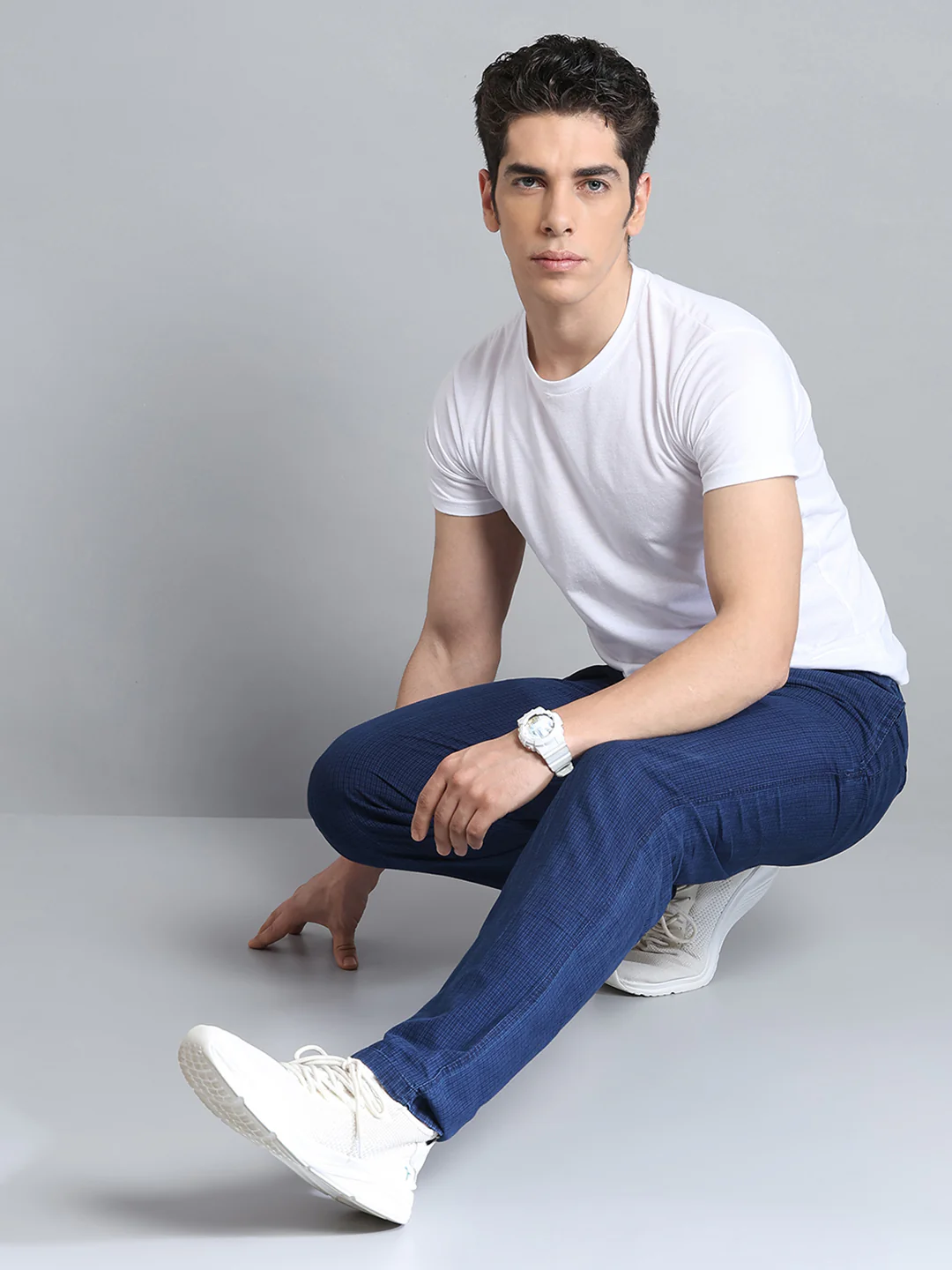 Men Blue Solid Regular Fit Lower - Image 2