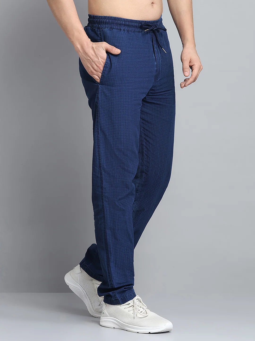 Men Blue Solid Regular Fit Lower - Image 4