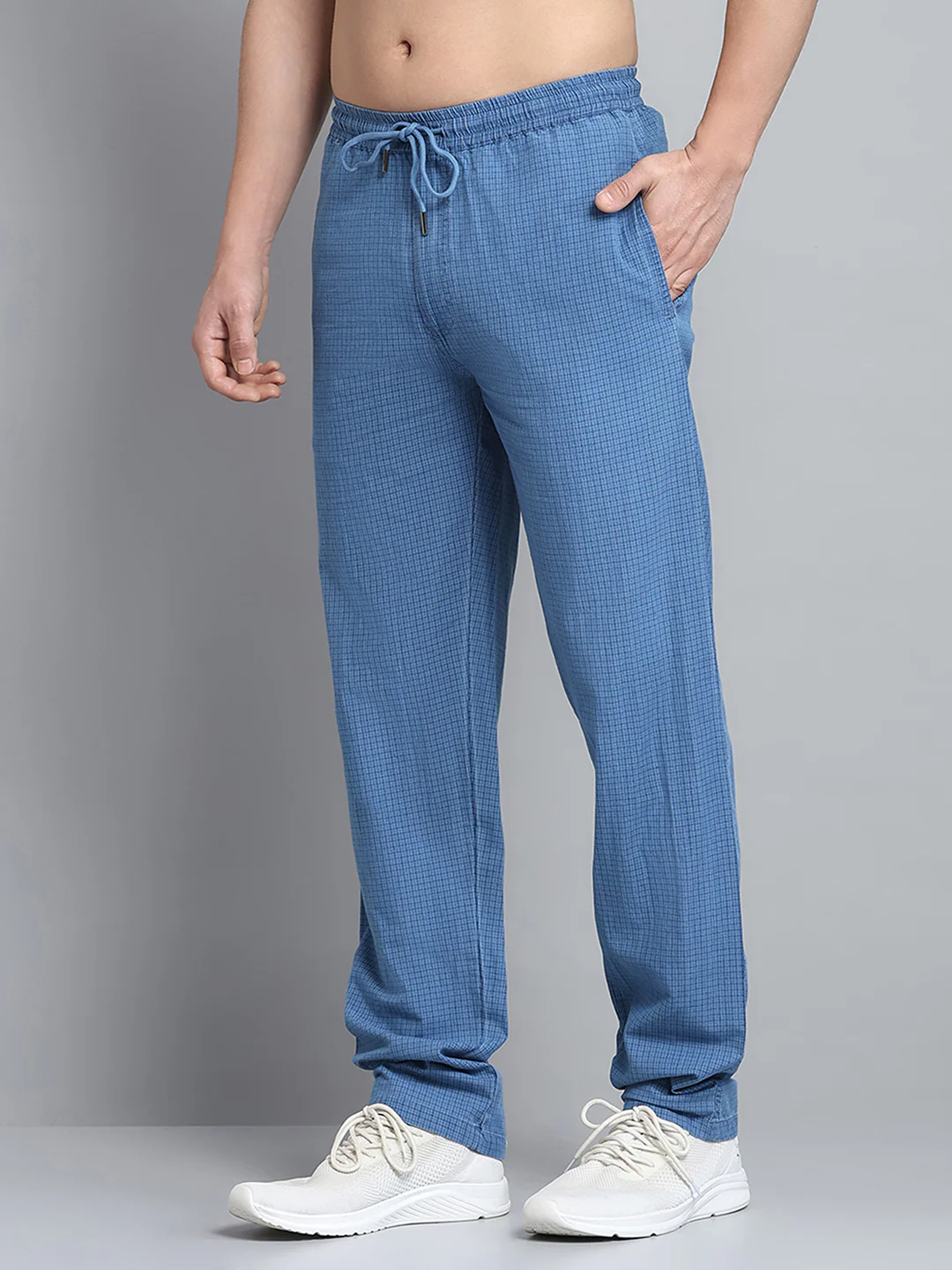 Men Blue Solid Regular Fit Lower - Image 3