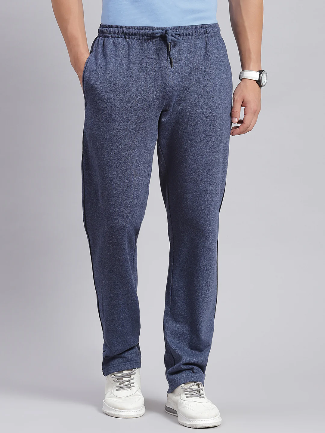Men Blue Solid Regular Fit Winter Lowers - Image 2