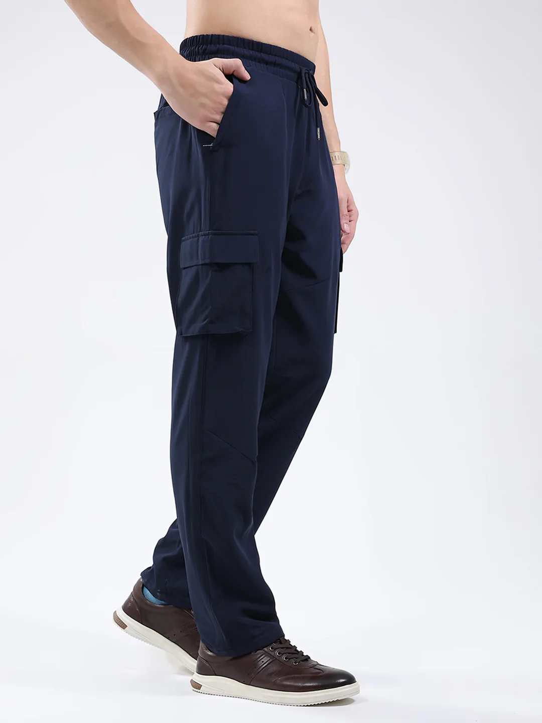 Men Blue Solid Regular Fit Winter Lower - Image 4