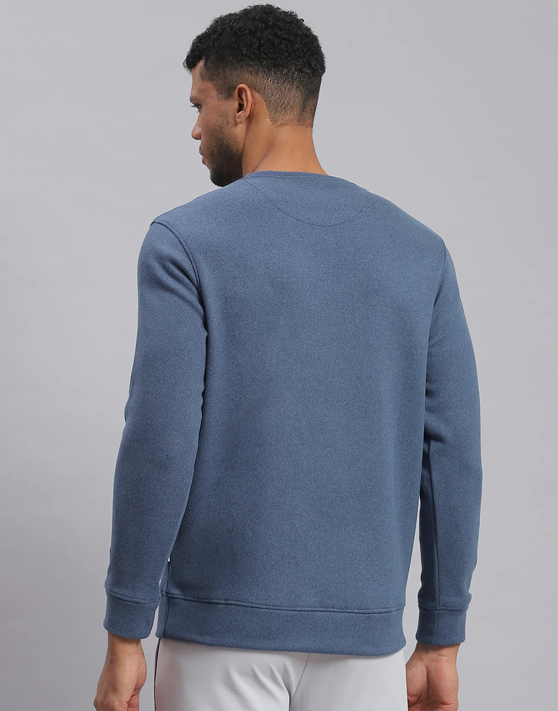 Rock.it Men Blue Solid Round Neck Full Sleeve Sweatshirt - Image 6