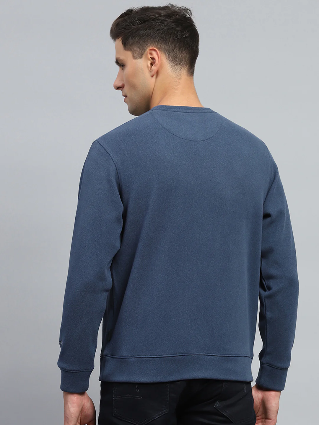 Rock.it Men Blue Solid Round Neck Full Sleeve Sweatshirt - Image 5