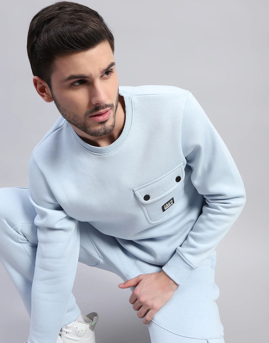 Rock.it Men Blue Solid Round Neck Full Sleeve Tracksuit - Image 6