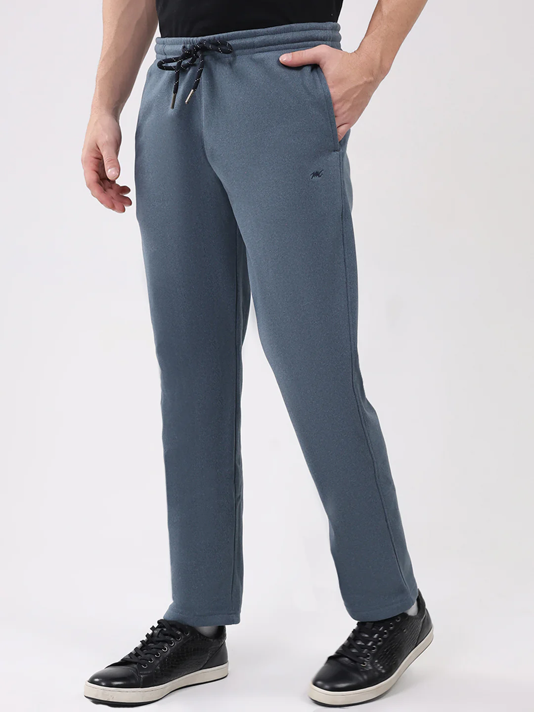 Men Blue Solid Round Neck Full Sleeve Winter Tracksuit - Image 7
