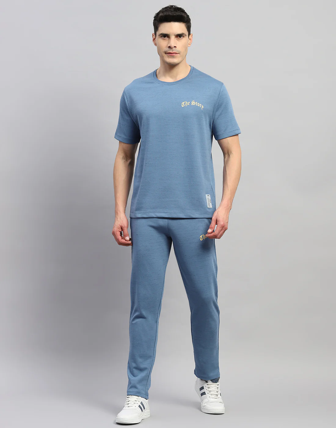 Rock.it Men Blue Solid Round Neck Half Sleeve Lower Set - Image 2