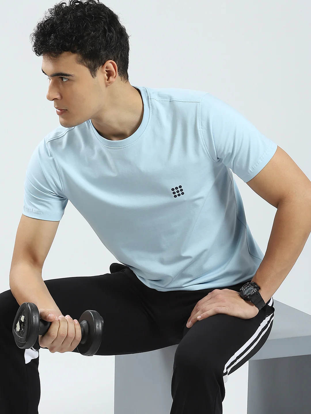 Rock.it Men Blue Solid Round Neck Half Sleeve T-Shirt - Image 6