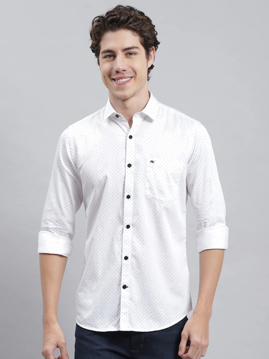 Men Blue Solid Shirt - Image 2
