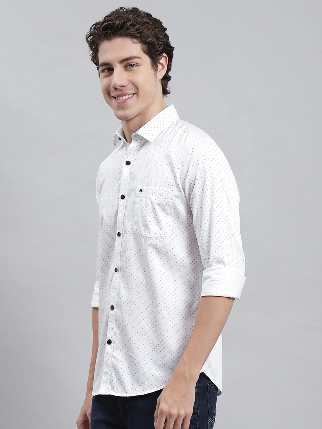 Men Blue Solid Shirt - Image 4
