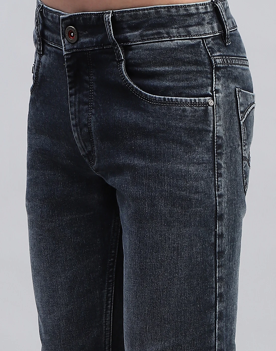 Men Blue Solid Skinny Fit Denim - Image 6