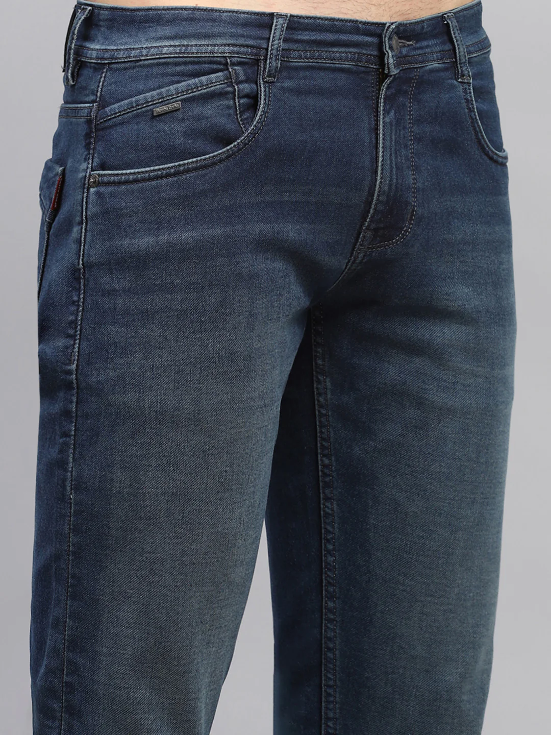Men Blue Solid Skinny Fit Denim - Image 6