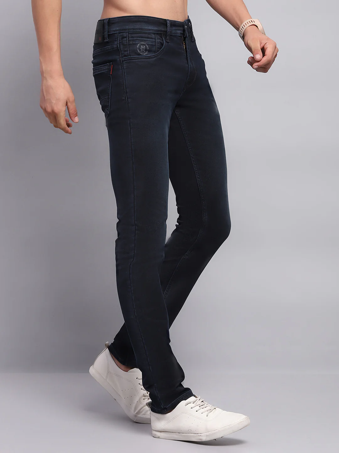 Men Blue Solid Skinny Fit Denim - Image 4