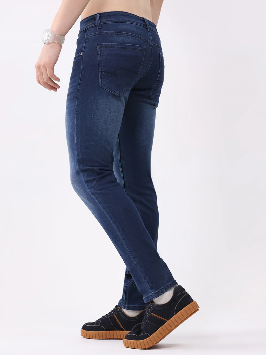 Men Blue Solid Skinny Fit Denim - Image 5