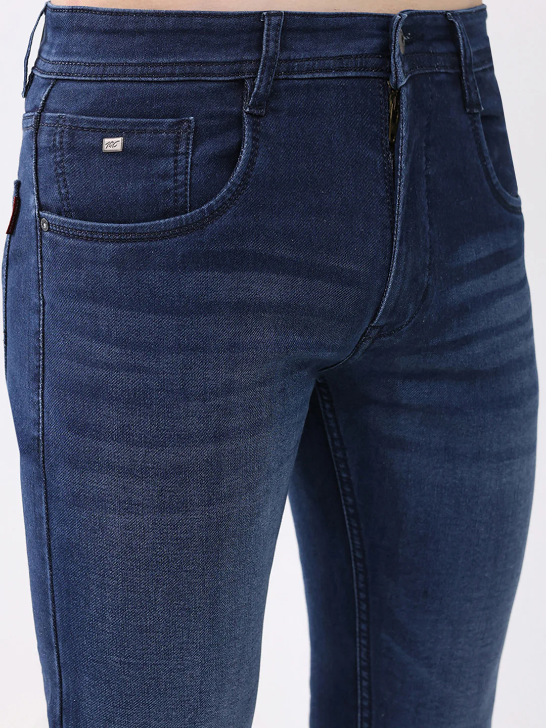 Men Blue Solid Skinny Fit Denim - Image 6